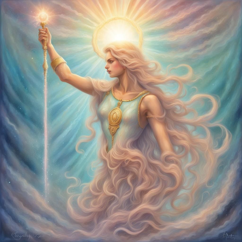 Aquarius Sign in Pastel Fantasy Art