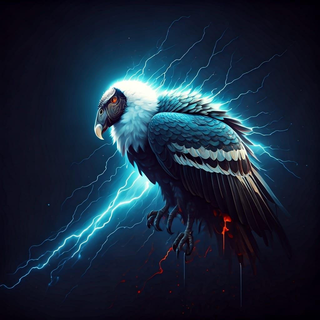 Ethereal Lightning Condor in a Fantasy Landscape