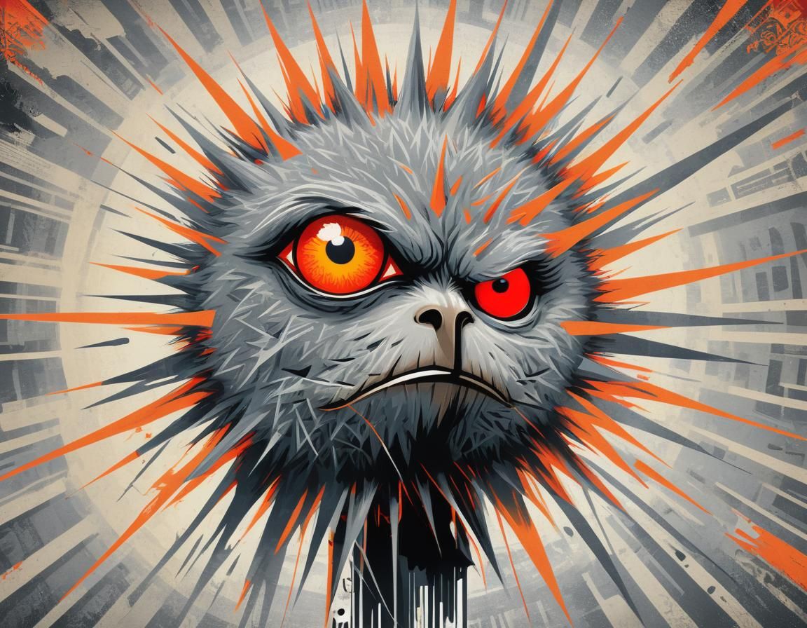 Orange Orb with Spike in Shepard Fairey Style