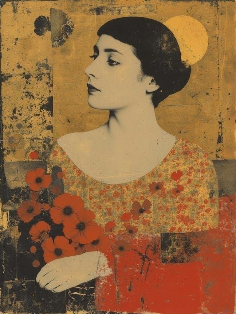 Golden Woman in Impressionistic Style with Abstract Details