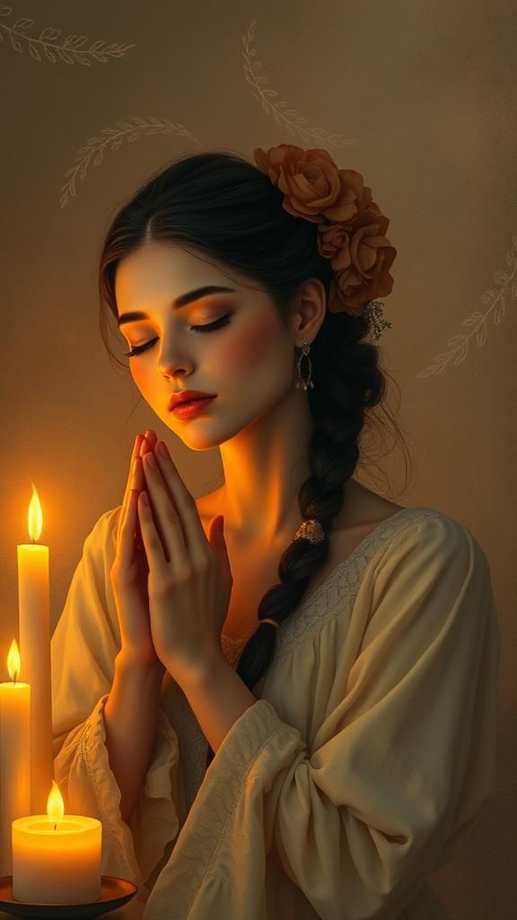 Serene Woman in Candlelight: A Dreamy Scene