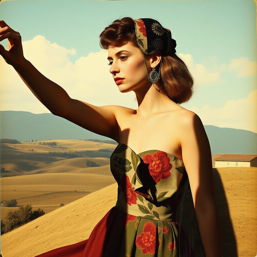 Vintage Postcard Collage of Shadow Play Figures