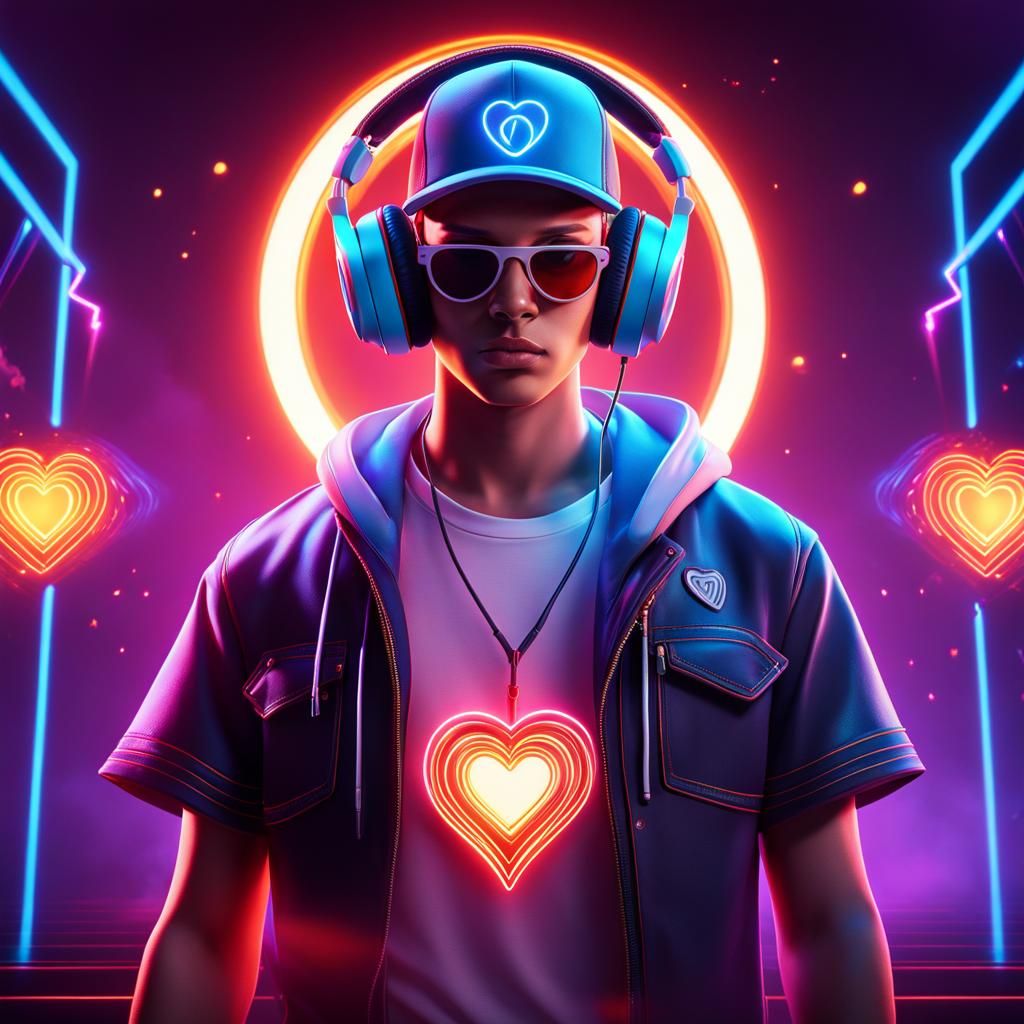 DJ's Heart on Fire in a Digital Matte Painting