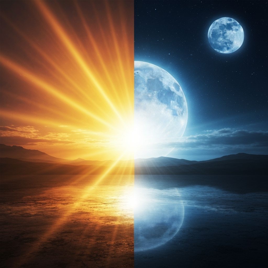 Sun's Healing Rays to Moonlit Lake: Cosmic Harmony
