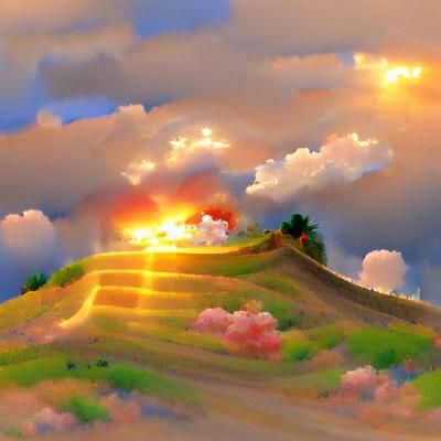 Sunset Hill with Divine Heavenly Sunshine
