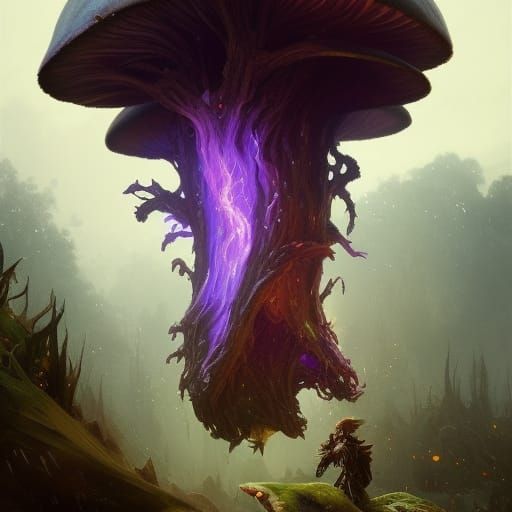 Mushroom Elemental in Dark Fantasy Concept Art