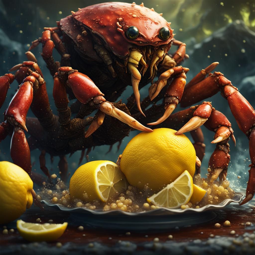 Scorpion Crab Demon's Lemon Feast: Detailed Matte Painting