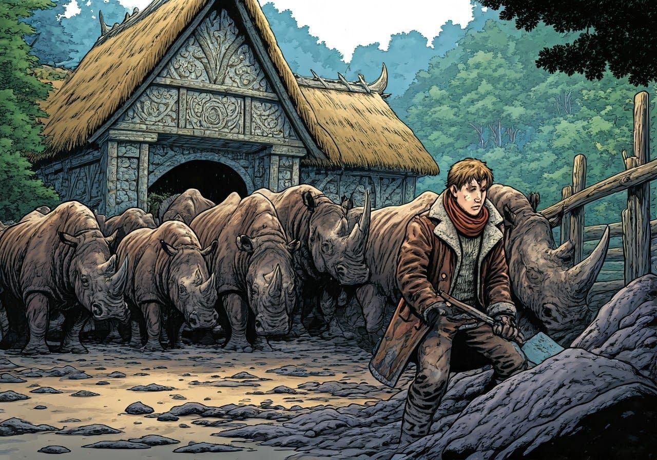 Hero's Grim Reality in Fantasy Landscape