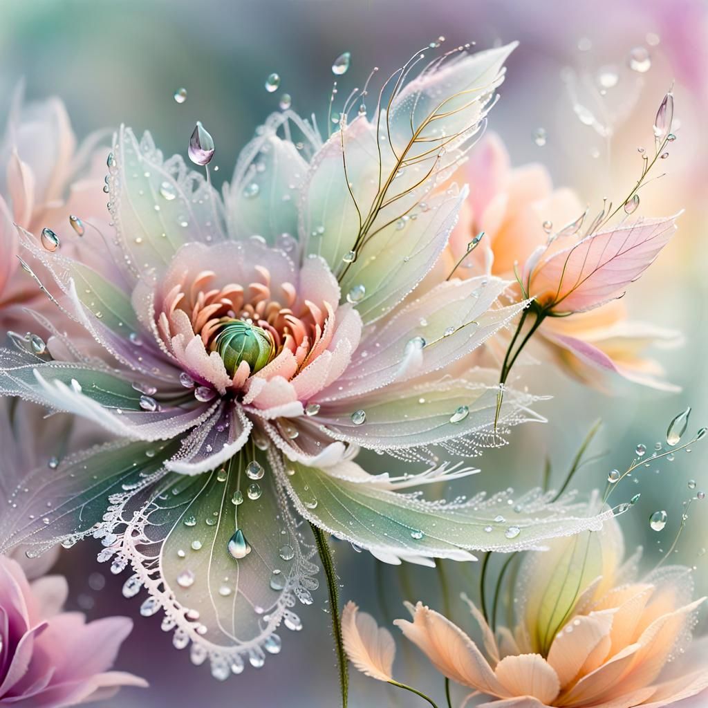 Delicate Pastel Fantasy Flower in Ethereal Mist