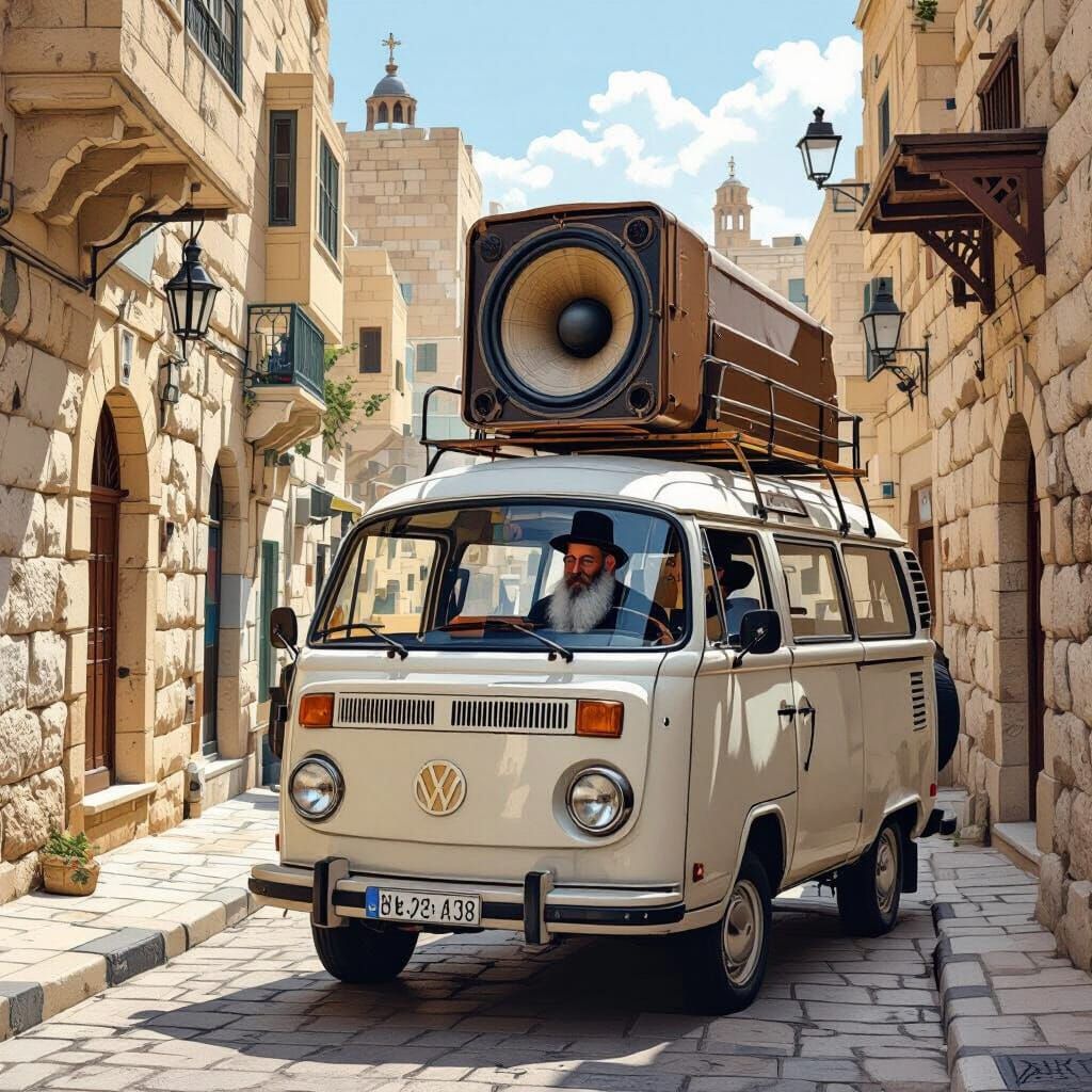 Jerusalem Funeral Van with Loudspeaker in Realistic Digital ...