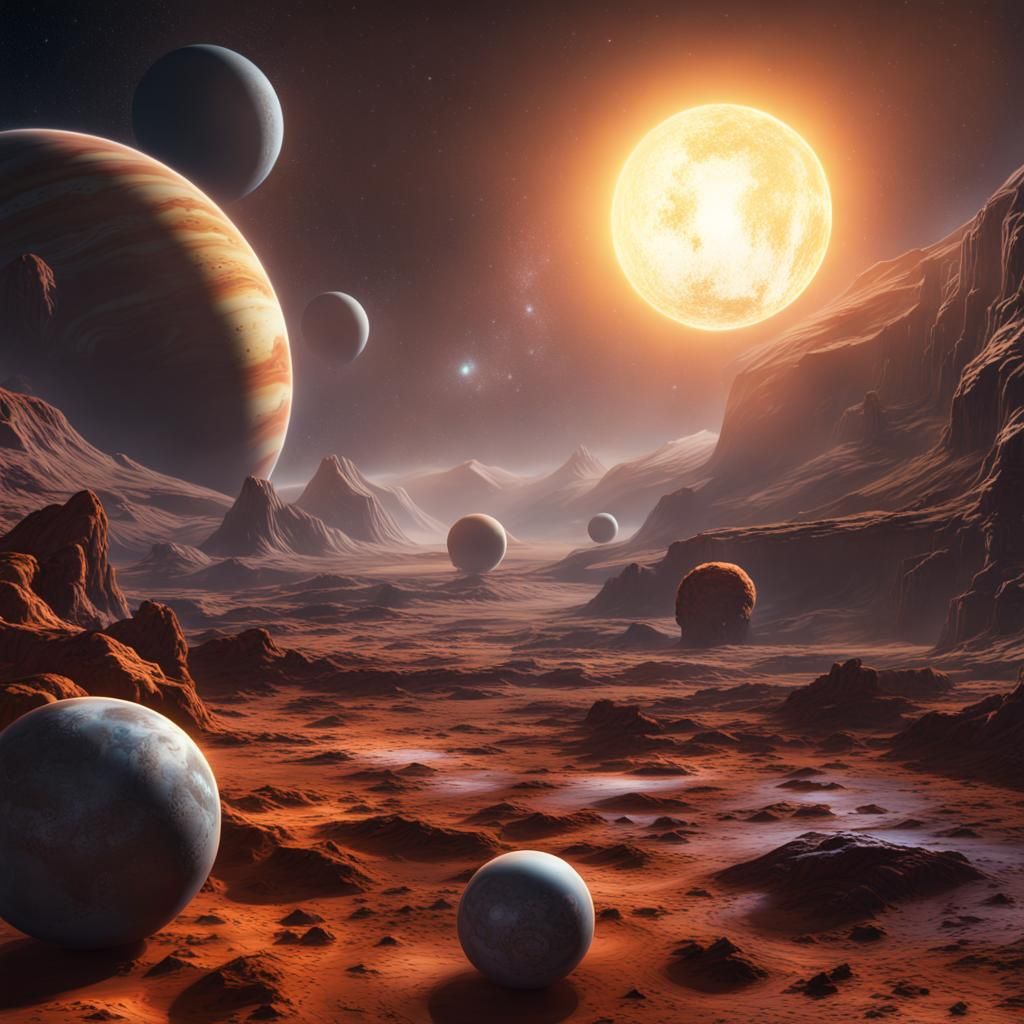 Detailed Solar System Matte Painting in Deep Color