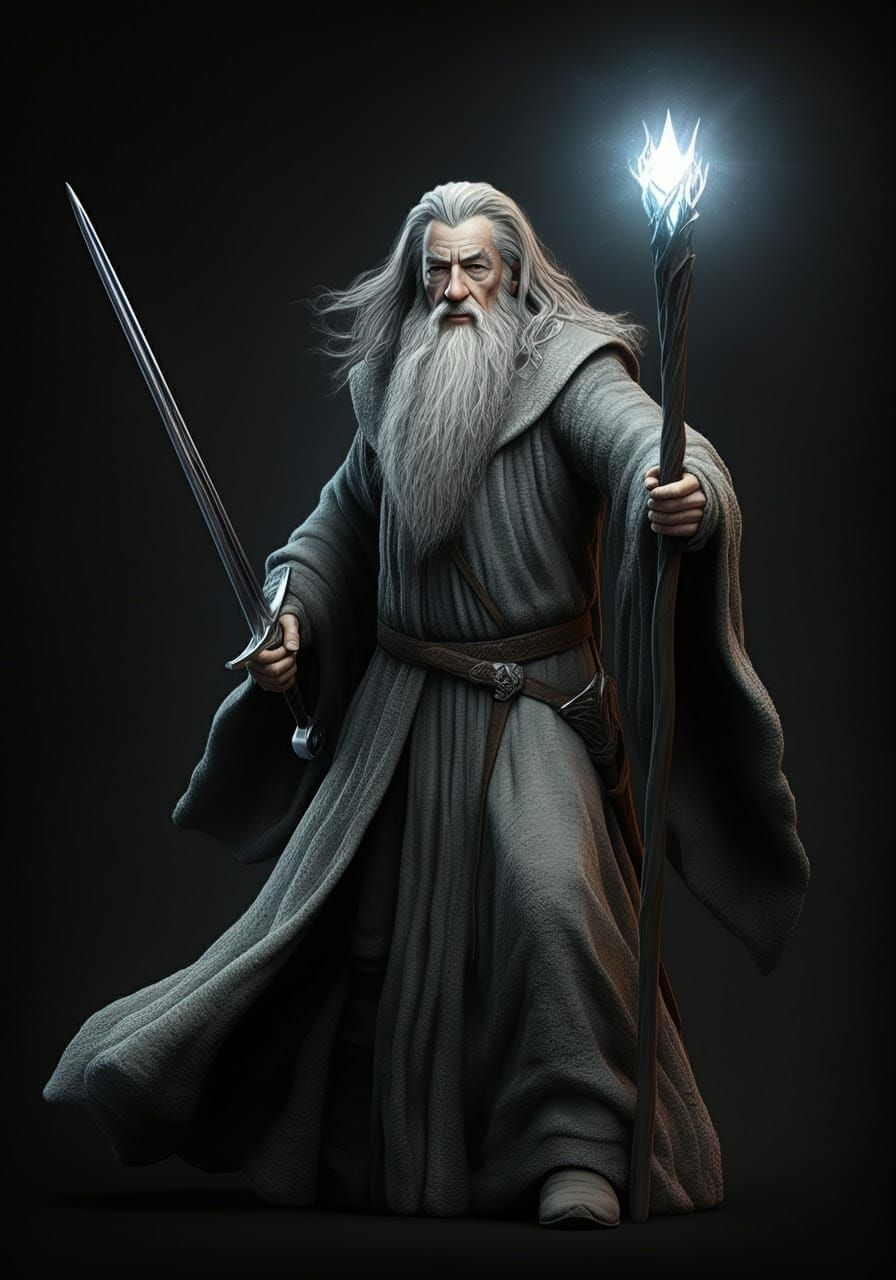 Majestic Gandalf the White in Hyperrealistic Style