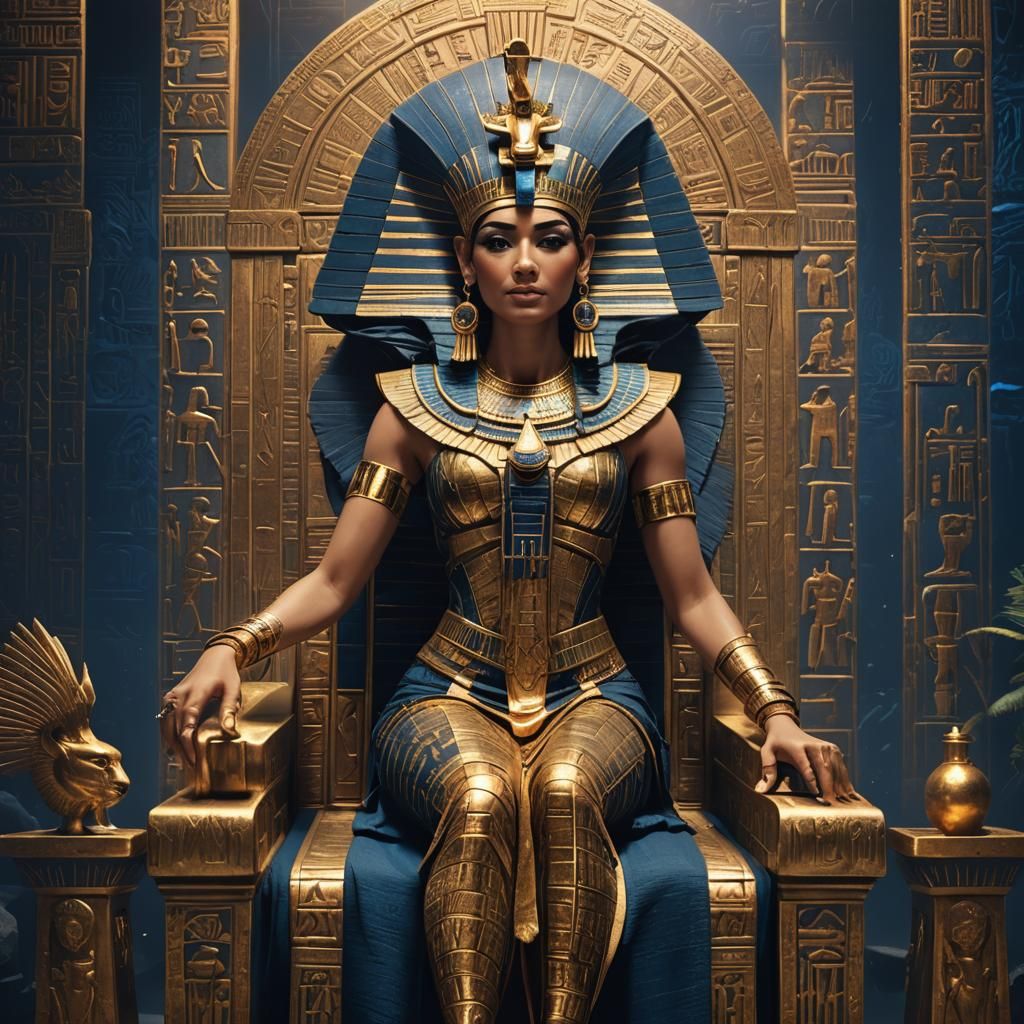 Cleopatra on Throne, Fantasy Matte Painting
