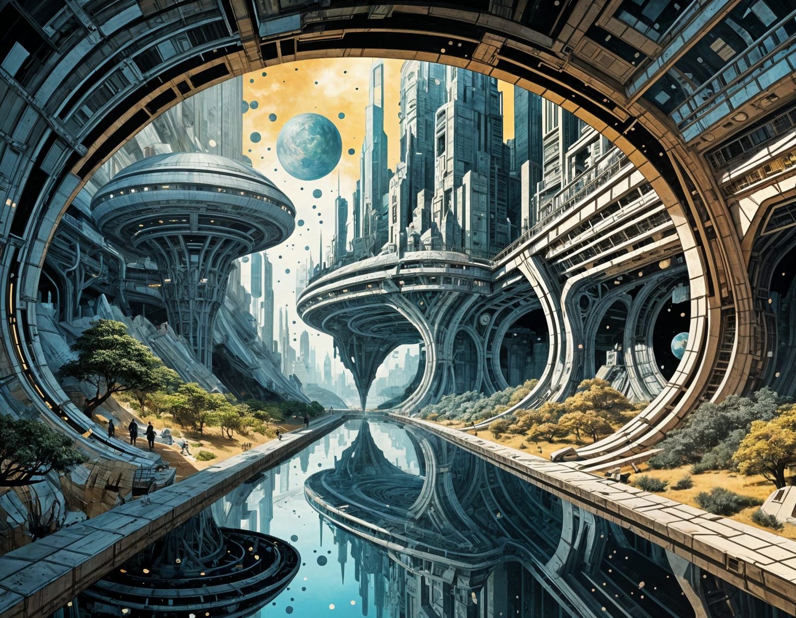 Surreal Sculpture of Impossible Shapes in Sci-Fi Concept Art