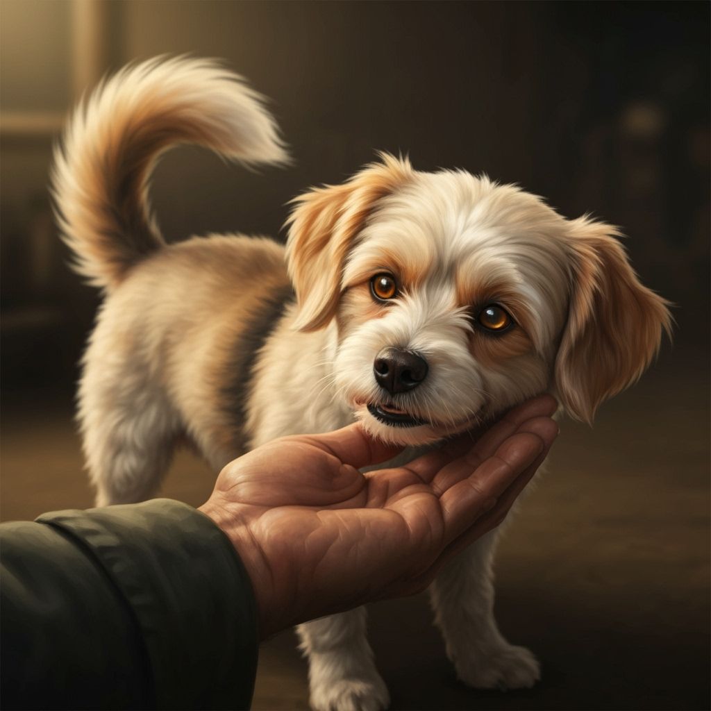 Loyal Dog Nuzzles Kind Hand, Photorealistic Style