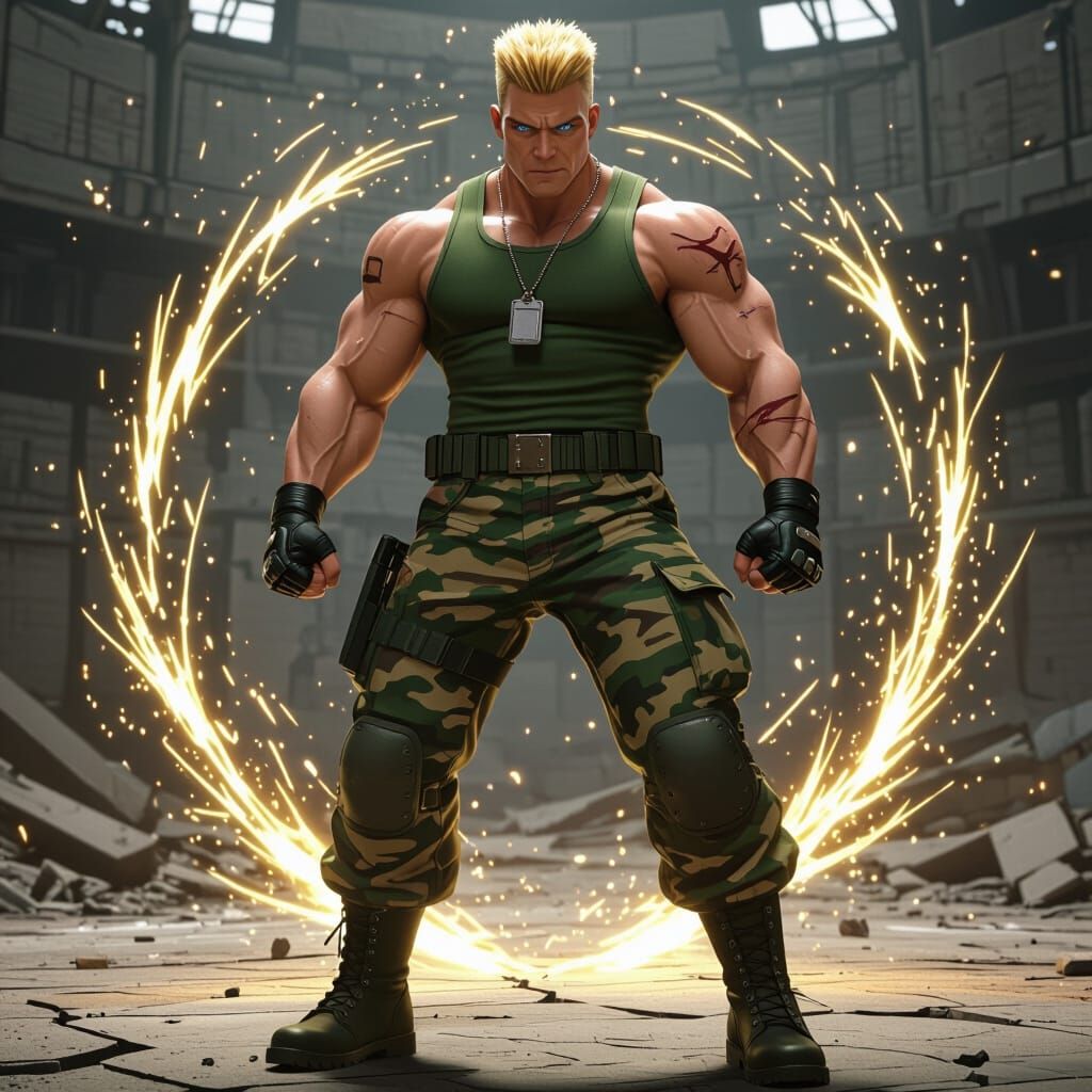 Guile in Sonic Boom Energy, 8K Photorealistic