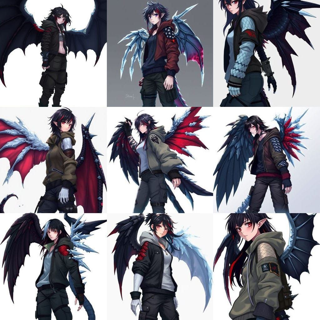 Frosty Anime Warrior with Icy Scales and Wings