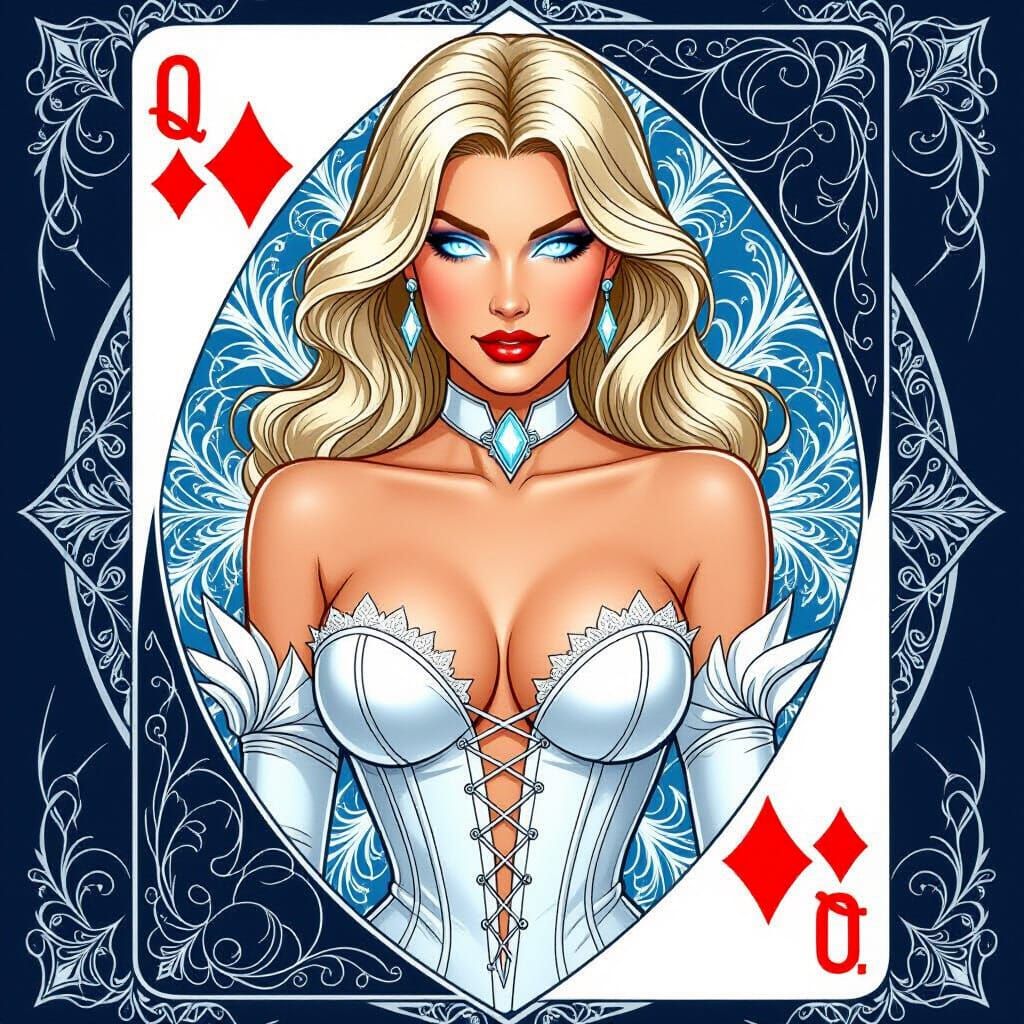 Emma Frost Queen of Diamonds Playing Card