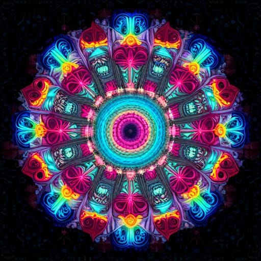 Kaleidoscopic Butterfly Mandala in Cyberpunk Style