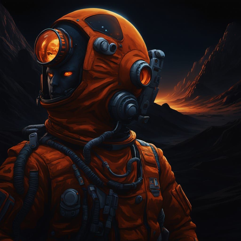 Astronaut Explores Desolate Alien Landscape