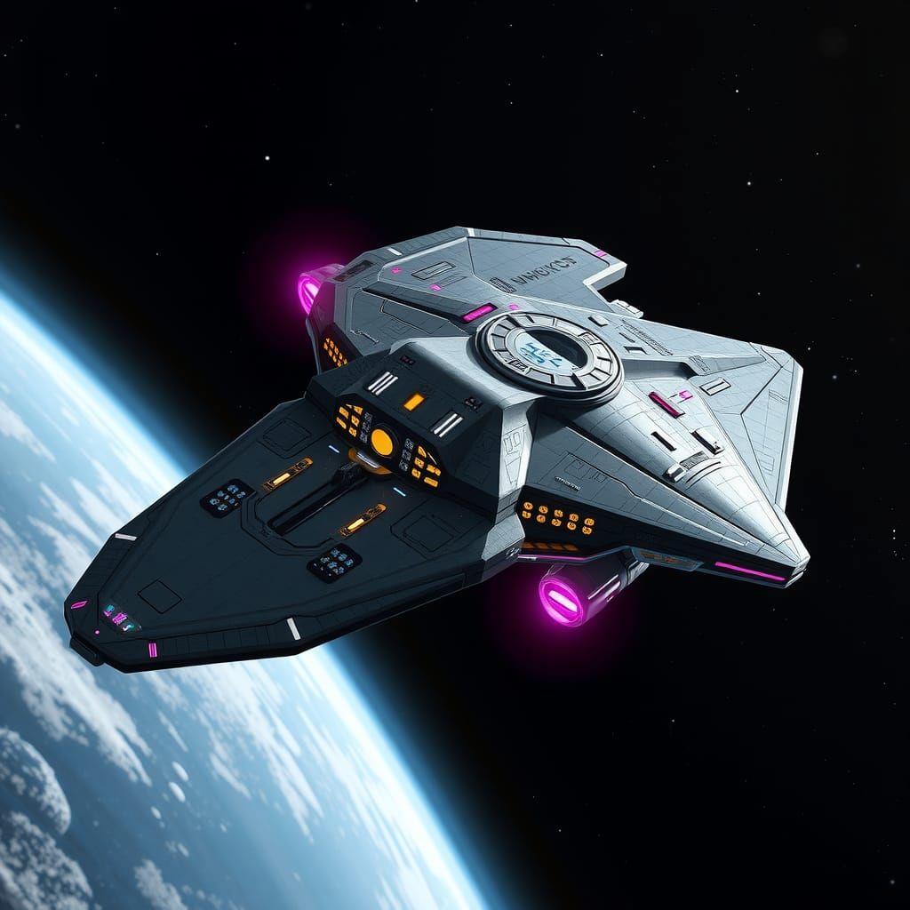 USS Raven Soaring Through the Cosmos as Digital Art