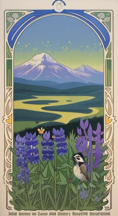 Noah Kahan in Vermont, Art Nouveau Woodcut