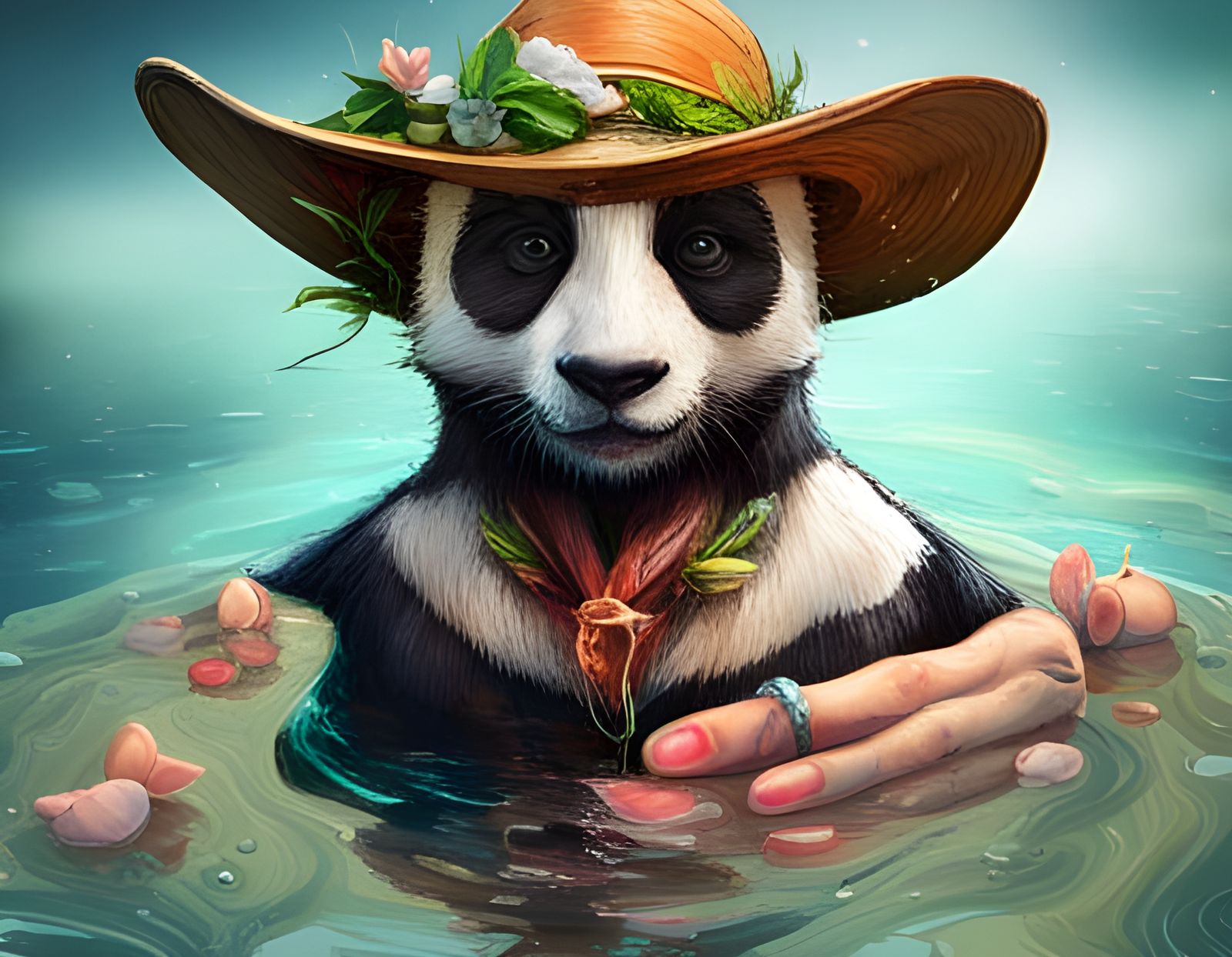 Panda in Pool: 3D Digital Summer Concept