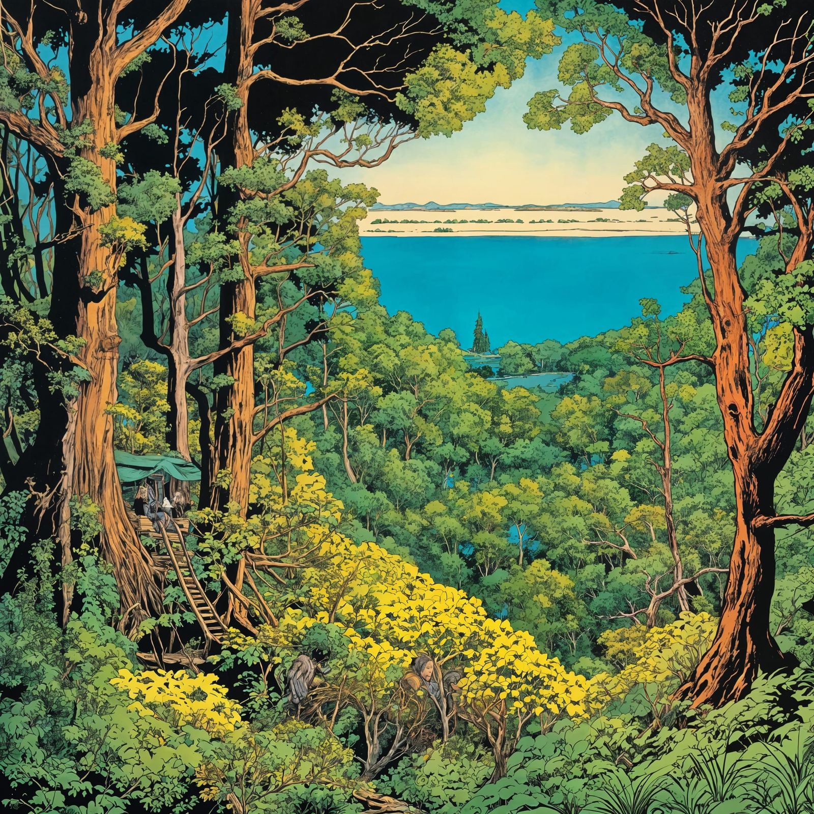 Relaxing in Tree at World's Edge: Underground Comix Style