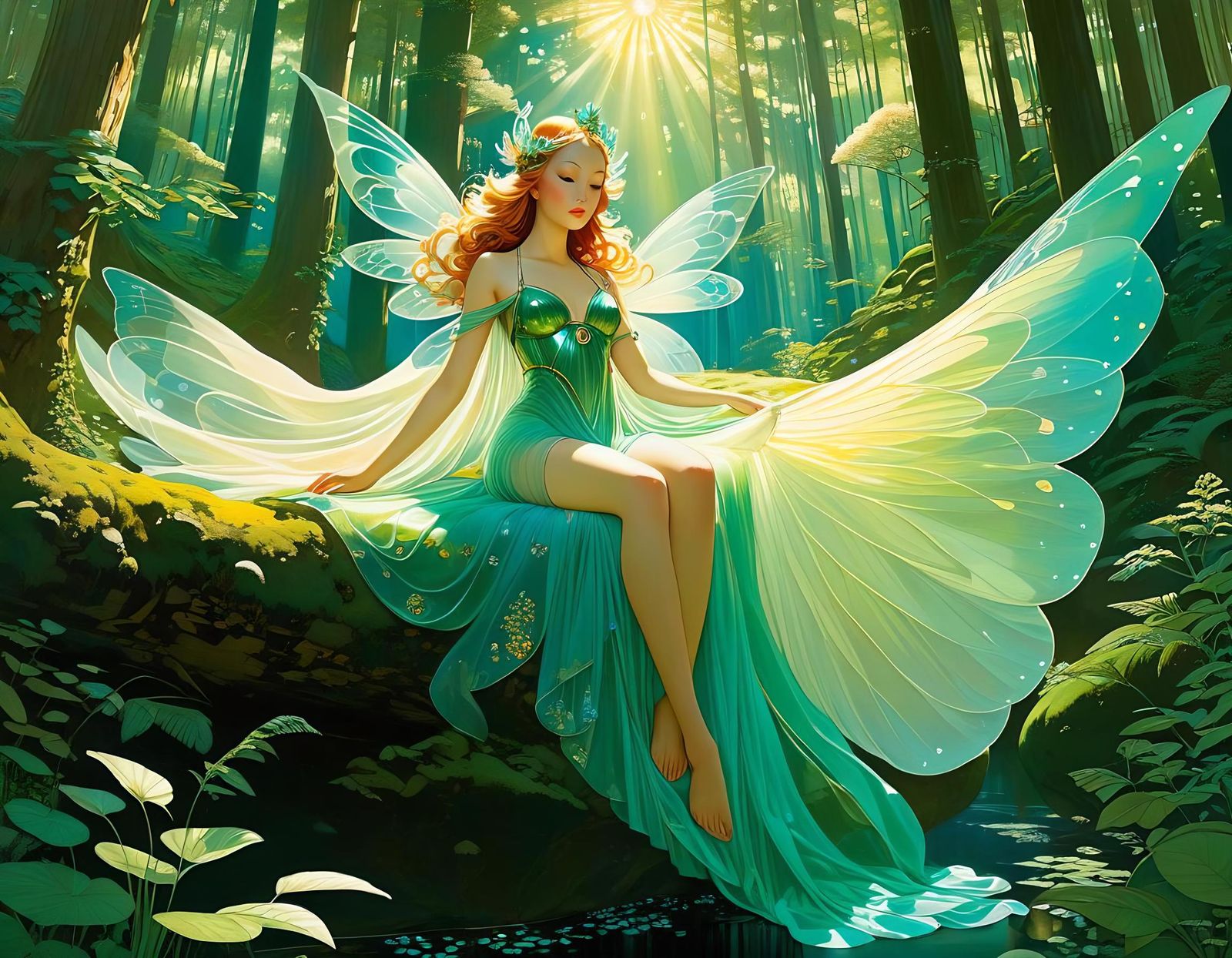 Sci-Fi Fairy Princess in Forest Sunshine