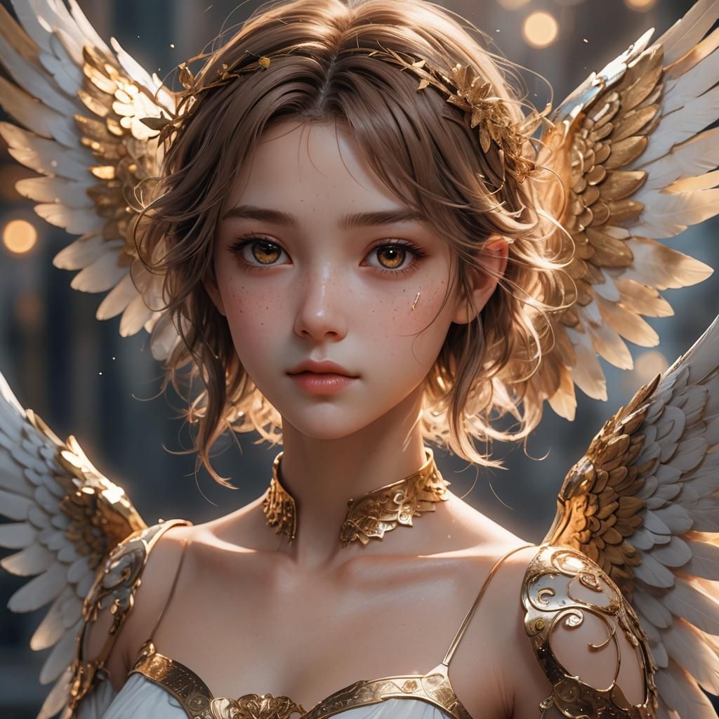 beautiful seraphim angel showing her face