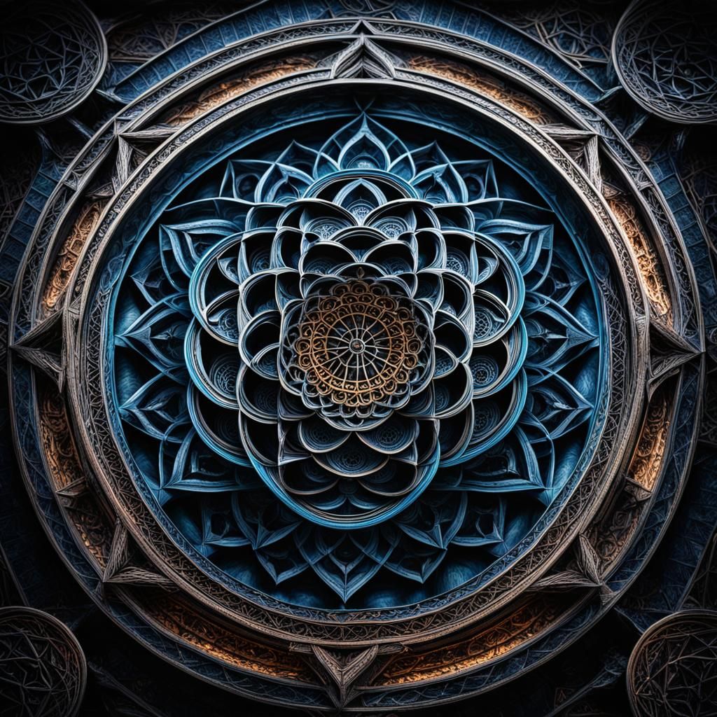 Intricate Sacred Geometry in Hyperrealistic Style