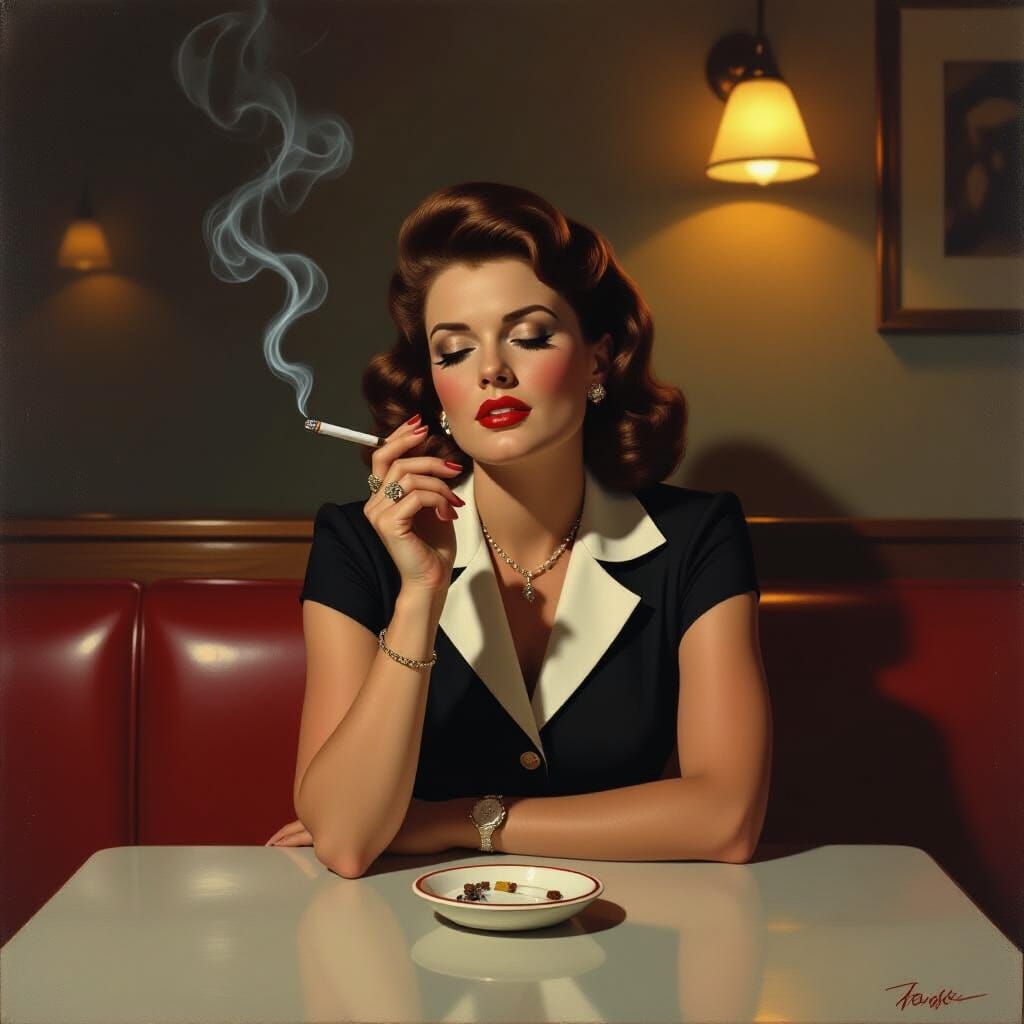 Patsy Cline Sings Melancholy Song in Smoky Cafe