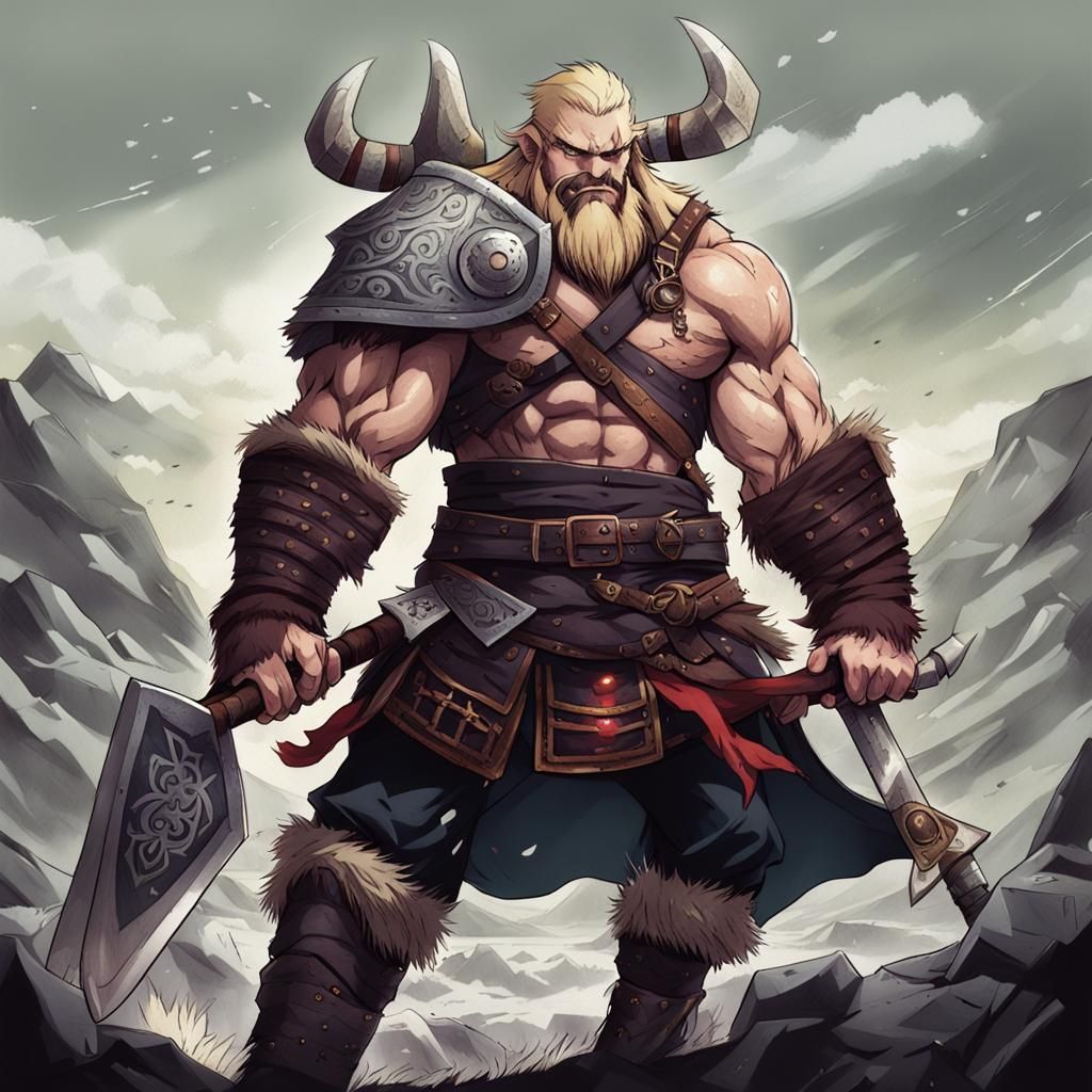 Berserker Viking in Anime Style