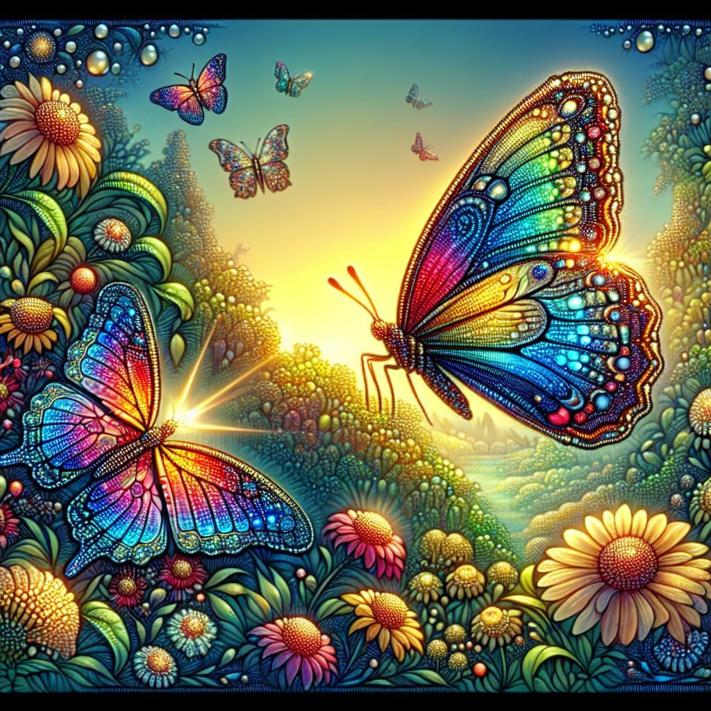 Rainbow Butterfly in Opulent Garden