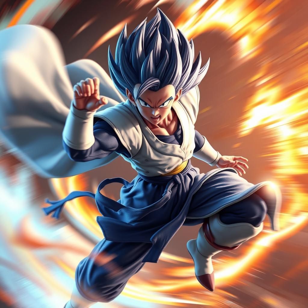 Dynamic Vegeta in Anime 3D Art Style