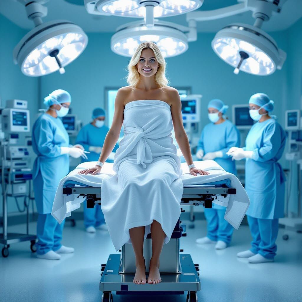 Helen Skelton on Surgical Table in Hyper-Realistic Style