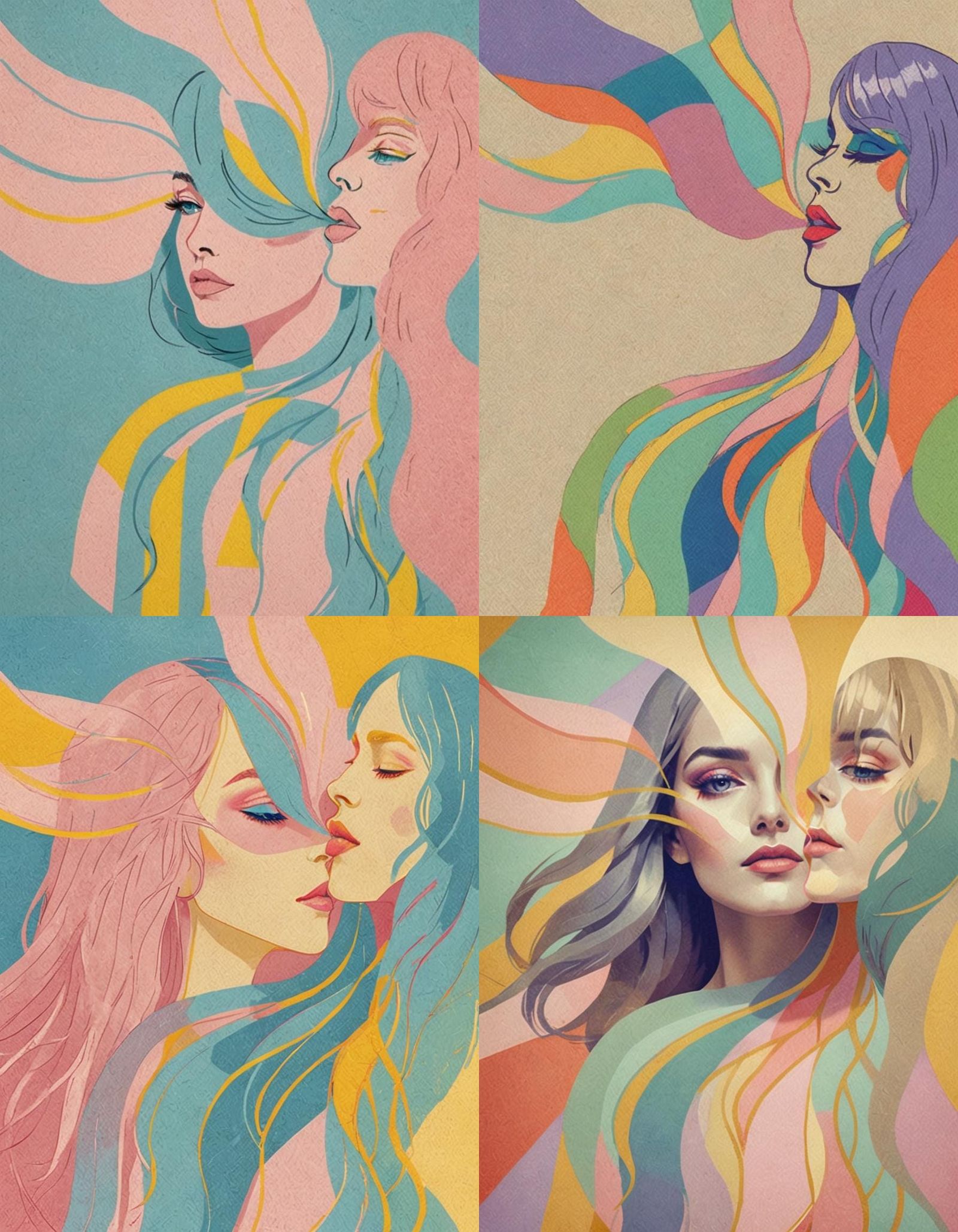 Elegant Woman Portrait in Minimalist Vector Art Style