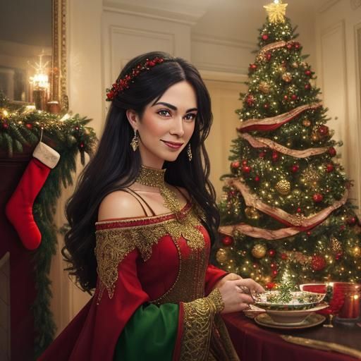 Friends Gathered Around Christmas Tree in Cinematic Style