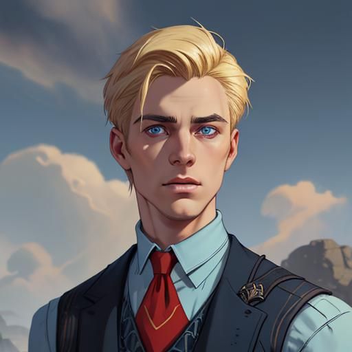 Portrait of Young Man in Suit: Detailed Matte Painting