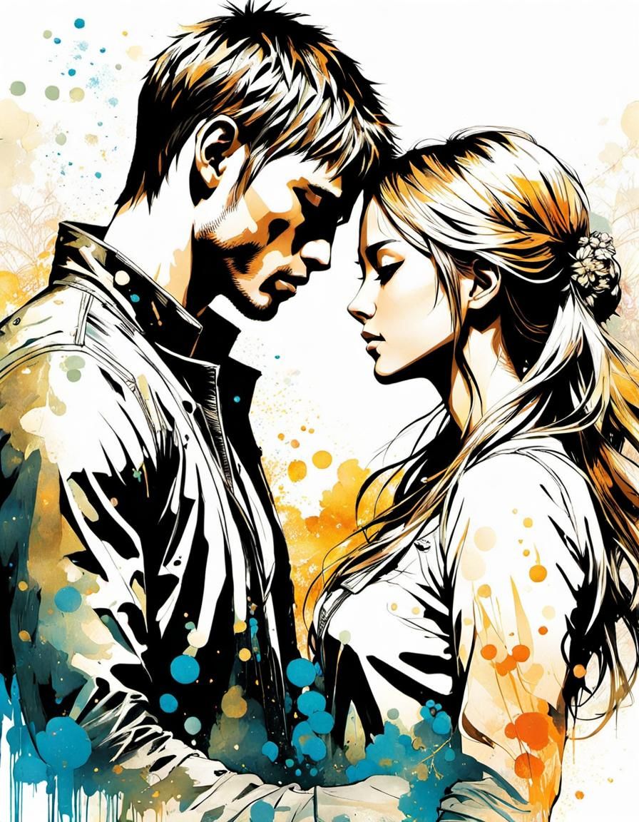 Romantic Anime Line Art Inspired by Dear John