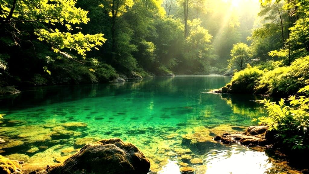 Tranquil Forest Pond in Cinematic Style