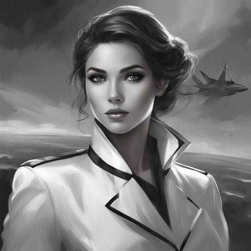 Monochrome Portrait of an Alluring Stewardess