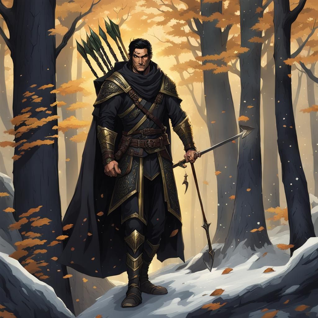 Half-Elf Rogue in Dark Forest