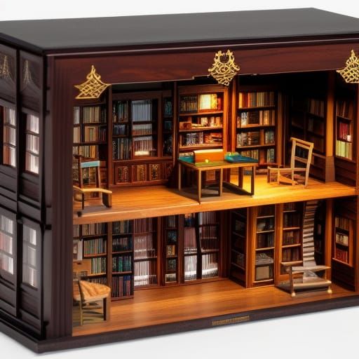 Intricate Miniature Bookstore Dollhouse Kit in 8k Resolution