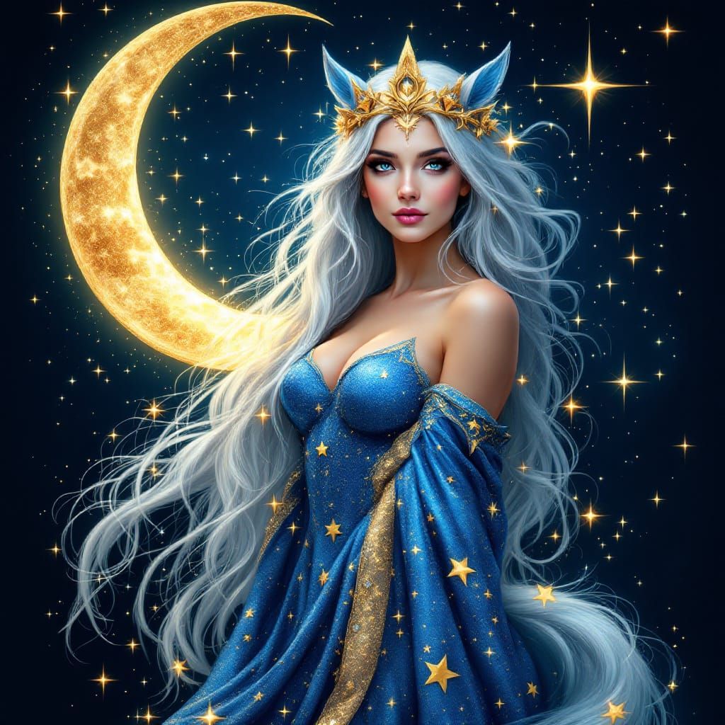 Celestial Centaur Woman in Starry Night Sky