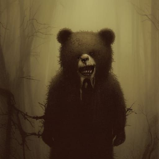 Horror Teddy Bear in Gothic Style