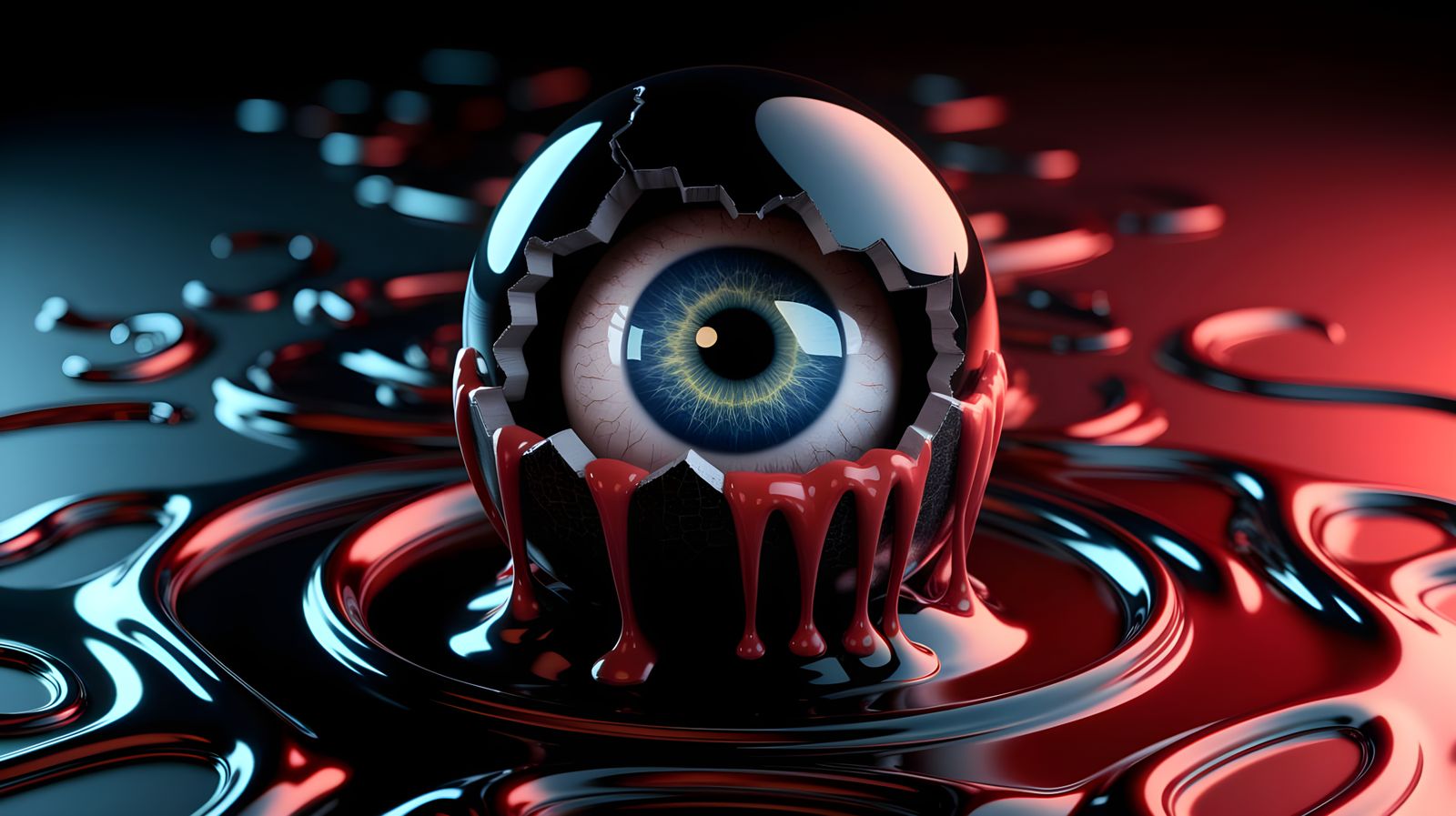 Grotesque Alien Embryo in Human Eye Cocoon, Dark Surrealist ...