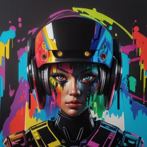 Robot Head Thinking: Graffiti Style Animated GIF