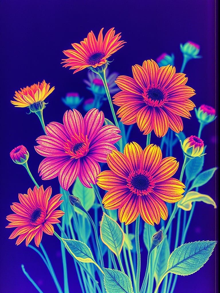 Vibrant Botanicals in Dazzling Thermal Photogram Style