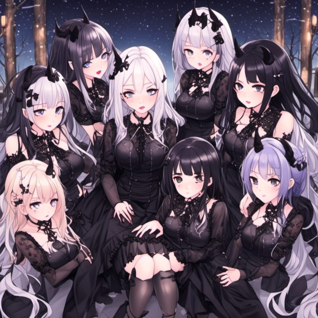 Gothic Models with Black Hair in Photography Style